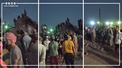  لحظة انتشال الضحايا من أسفل مدخنة مصنع طوب بالصف (فيديو)