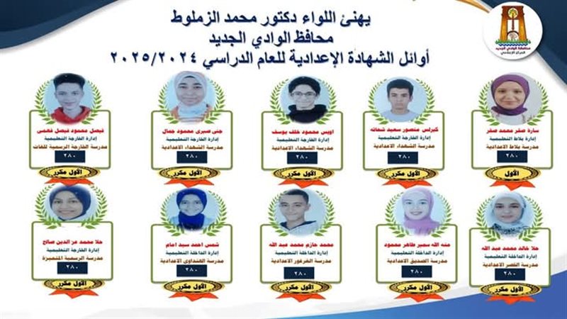 أوائل الشهادة الإعدادية،