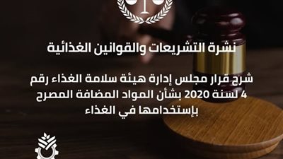  الصناعات الغذائية تصدر العدد الثاني من النشرة الدورية للتشريعات والقوانين