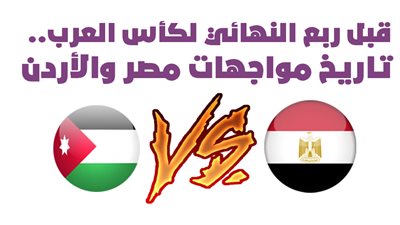 قبل ربع النهائي لكأس العرب.. تاريخ مواجهات مصر والأردن|انفوجراف