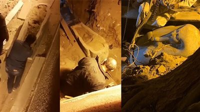 شاهد.. أول فيديو لاستخراج التابوت الأثري من مقبرة عين شمس 