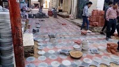 تركيب بلاط انترلوك في شوارع المنزلة والمطرية بالدقهلية | صور 