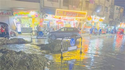 الشارع بقى ترعة، كسر مفاجئ بخط مياه الشرب يغرق منطقة البرج الجديد في المحلة (صور)