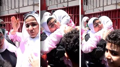 بالدموع والزغاريد، ولية أمر تستقبل ابنتها أمام لجنة بالمعادي بعد انتهاء امتحانات الثانوية (فيديو)