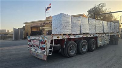 عبور 21 شاحنة مساعدات إماراتية معبر رفح تجاه كرم أبو سالم تمهيدًا لوصولها إلى غزة