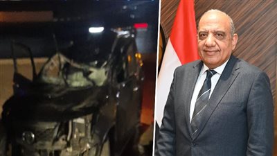 اللقطات الأولى لانقلاب سيارة وزير الكهرباء وطاقم حراسته بطريق 