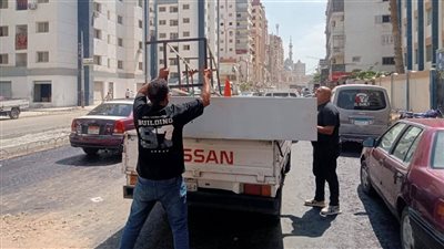 حملات مكبرة لرفع التعديات على حرم الطرق بحى غرب المنصورة