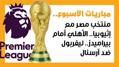مباريات الأسبوع.. منتخب مصر مع إثيوبيا.. الأهلي أمام بيراميدز.. ليفربول ضد آرسنال (إنفوجراف)