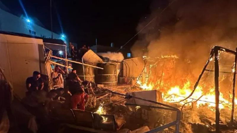قصف خيمة نازحين في