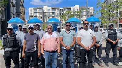 اصطفاف معدات شركات الصيانة والنظافة والأمن في دمياط الجديدة 