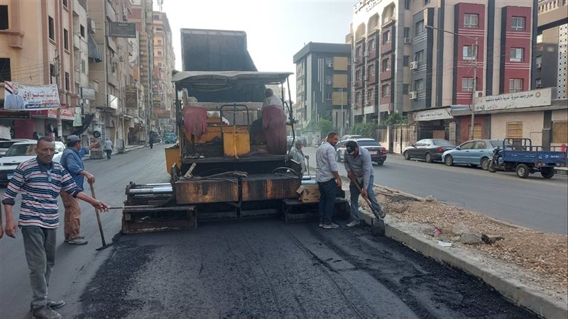 رصف شارع الجلاء بالمنصورة،