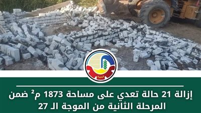 إزالة 21 حالة تعد على الأراضي الزراعية وأملاك الدولة بالبحيرة