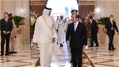 السيسي يلتقي أمير قطر ويعزيه في ضحايا العدوان الإسرائيلي الغاشم 