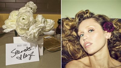 مايلي سايرس ترسل الزهور لمعجبيها أثناء إعلان أغنيتها الجديدة 