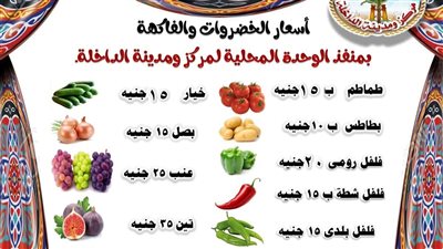 خضروات وفاكهة بأسعار مخفضة في الوادي الجديد لتوفير احتياجات المواطنين