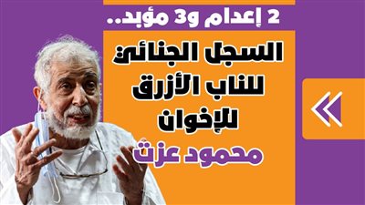 2 إعدام و3 مؤبد.. السجل الجنائي للناب الأزرق للإخوان محمود عزت | فيديو جراف
