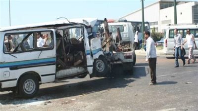 ارتفاع عدد المصابين بحادث ميكروباص الحضانة ببني سويف لـ 14 تلميذا