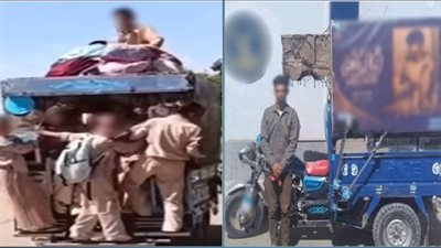 القبض على سائق تروسيكل يعرض حياة التلاميذ للخطر ببني سويف (فيديو)