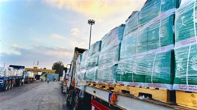 دخول قافلة مساعدات سعودية إلى غزة من معبر رفح 