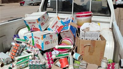 ضبط 1037 عبوة دهانات فاسدة في حملة تموينية بالفيوم 