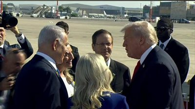 5 صور توثق لحظة وصول ترامب إلى مطار بن جوريون فى تل أبيب