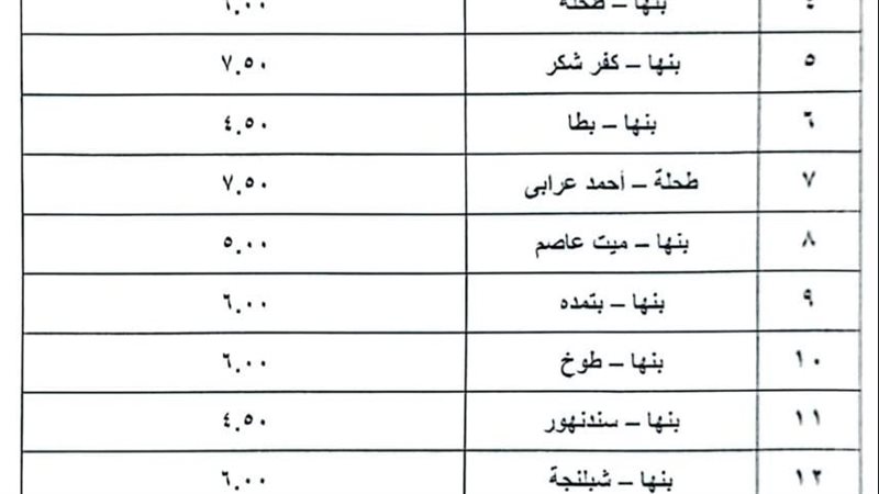 تعريفة الركوب الجديدة