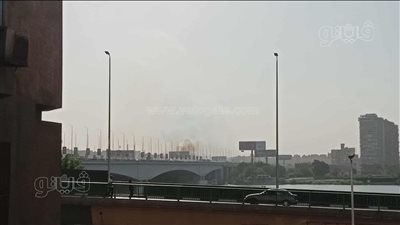 تصاعد الأدخنة أسفل دائرى المنيب إثر نشوب حريق (فيديو وصور)