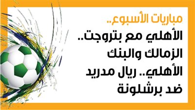 مباريات الأسبوع، الأهلي مع بتروجت.. الزمالك والبنك الأهلي.. ريال مدريد ضد برشلونة (إنفوجراف)