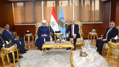محافظ الغربية يستقبل مفتي الجمهورية للمشاركة في ندوة بجامعة طنطا