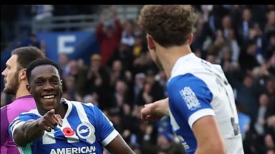 الدوري الإنجليزي، تعادل برايتون وأستون فيلا 2/2 في الشوط الأول 