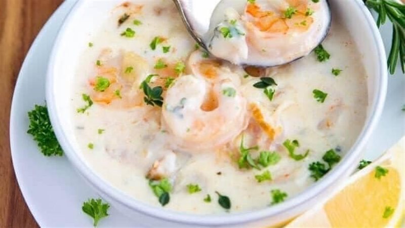 شوربة الجمبري بالكريمة