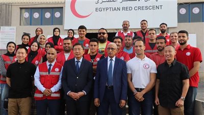 محافظ شمال سيناء يرافق سفير سنغافورة لتفقد مخازن الهلال الأحمر بالعريش