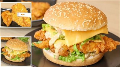 طريقة عمل برجر الفراخ البيتي بخطوات بسيطة