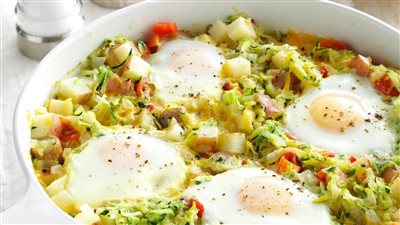 طريقة عمل طاسة كوسة بالبيض في 10 دقائق