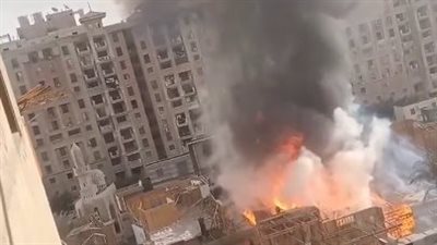 صور متداولة عن حريق ديكور مسلسل رمضاني باستوديو مصر