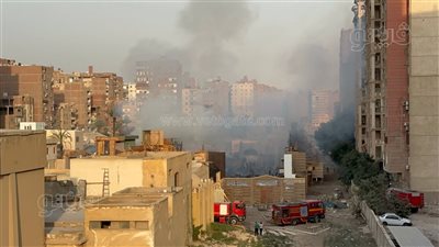 الحماية المدنية تجري عملية تبريد لحريق لوكيشن التصوير بستوديو مصر