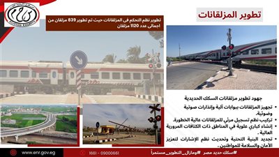 السكك الحديدية: الانتهاء من أعمال تطوير 839 مزلقانا (انفوجراف)