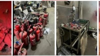  ضبط مصنع وورشة لتصنيع وتعبئة طفايات الحريق في المرج 