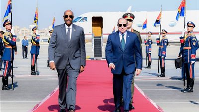 لحظة وصول رئيس مجلس السيادة السوداني إلى القاهرة للقاء السيسي (صور)