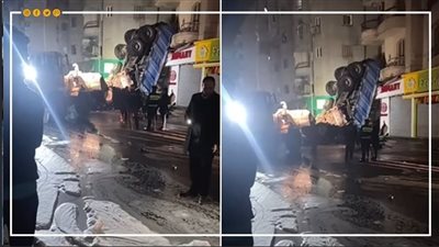 التحقيقات تكشف تفاصيل سقوط تريلا من أعلى الدائري وتسببها في حريق منزل ومحلات