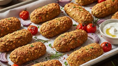 كفتة العدس بالشوفان في الفرن، بروتين نباتي صحي بدون دهون