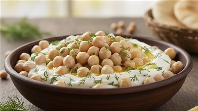 طريقة عمل سلطة الحمص بالزبادي والليمون