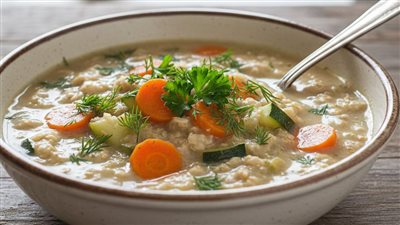 شوربة شوفان باللبن والخضار، بديل خفيف للعشاء المتأخر