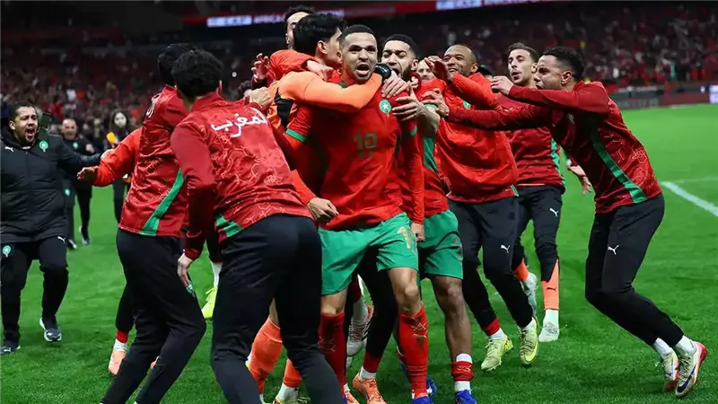 احتفال لاعبي المغرب