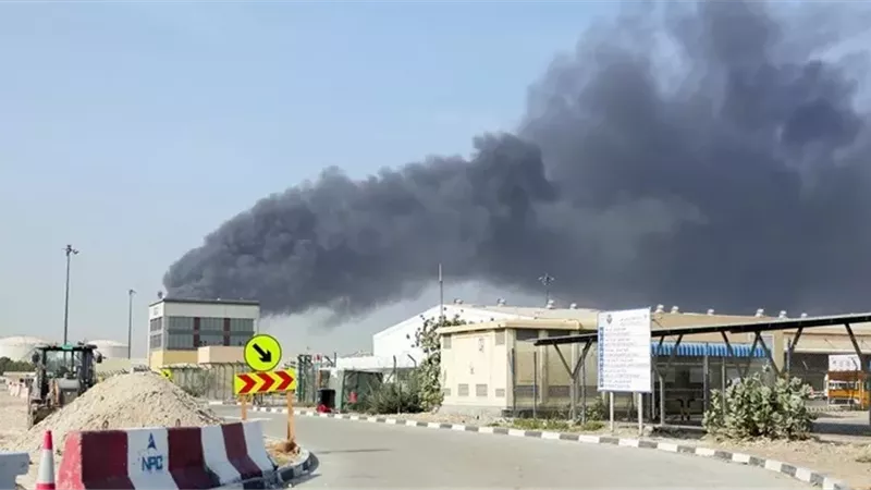 حريق فى أبو ظبى،
