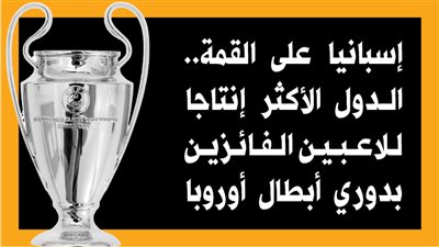 إسبانيا على القمة، الدول الأكثر إنتاجا للاعبين الفائزين بدوري أبطال أوروبا (إنفوجراف)