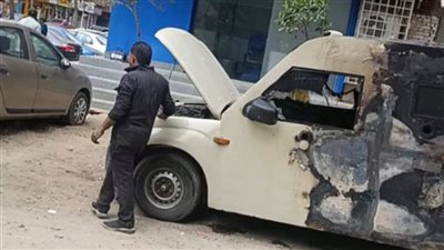 تفحم سيارة نقل أموال التهمتها النيران بعين شمس 