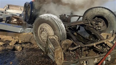 تفحم 5 جثث و8 مصابين في حادث تصادم على طريق أسيوط الغربي 