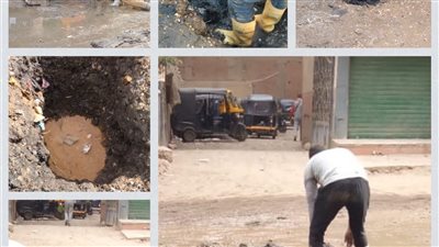 إصلاح كسر بخط مياه في أوسيم بالجيزة| صور