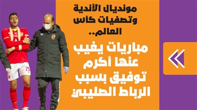 مونديال الأندية وتصفيات كأس العالم.. مباريات يغيب عنها أكرم توفيق بسبب الرباط الصليبي | انفوجراف